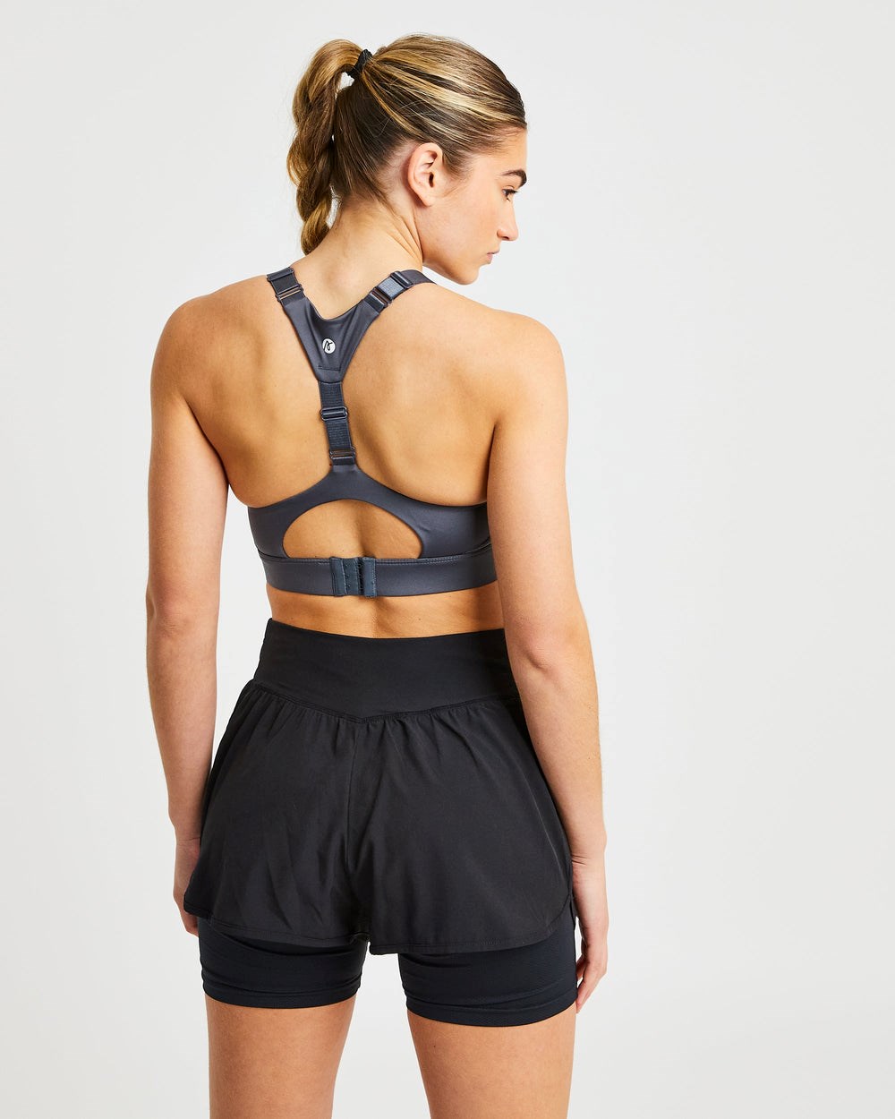 AYBL Sportive Open Back Sports Bra Charcoal | SWQCV6248