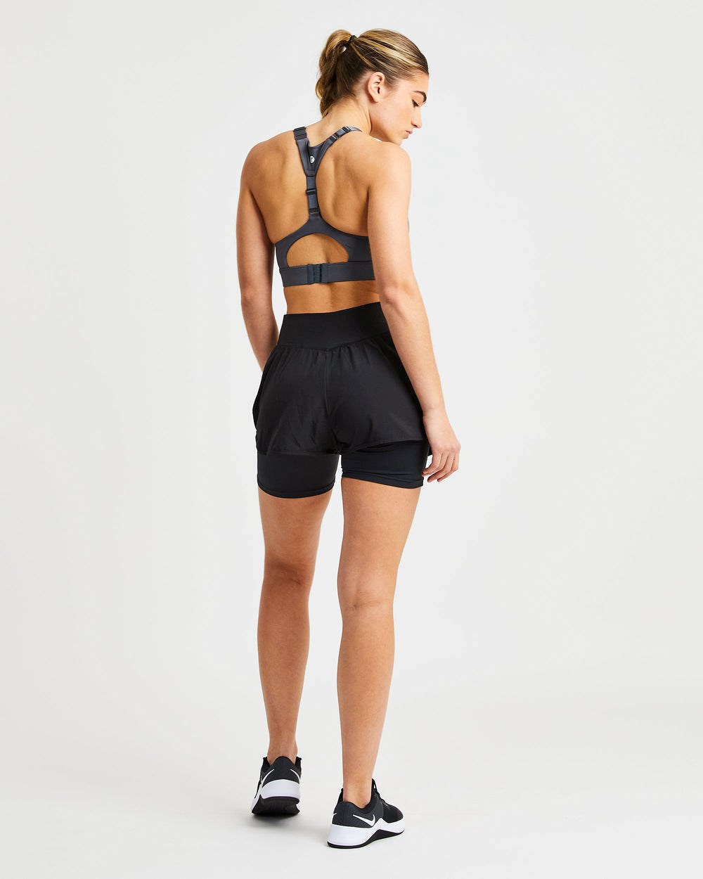 AYBL Sportive Open Back Sports Bra Charcoal | SWQCV6248