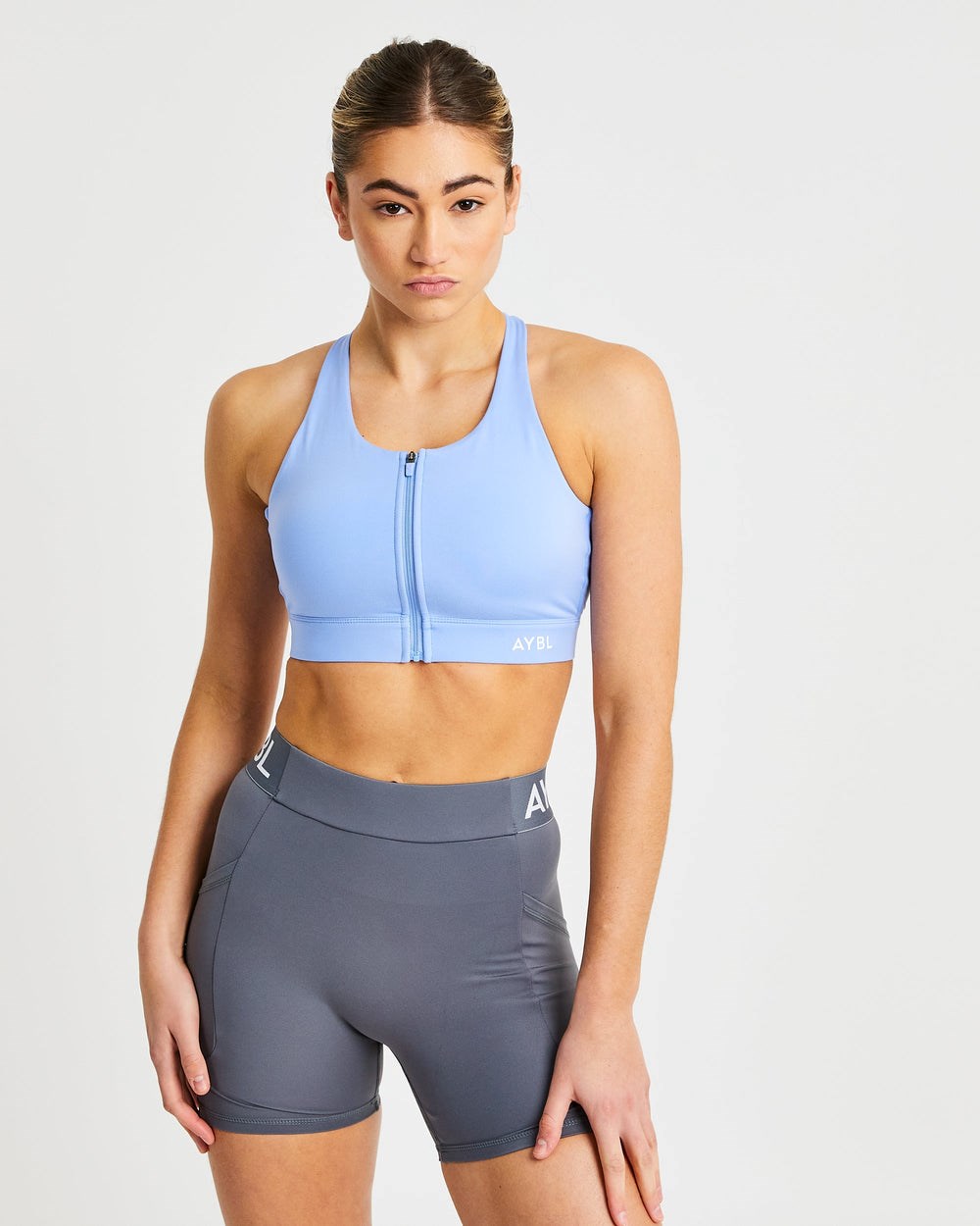 AYBL Sportive Zip Up Sports Bra Azules | LFTAI2709