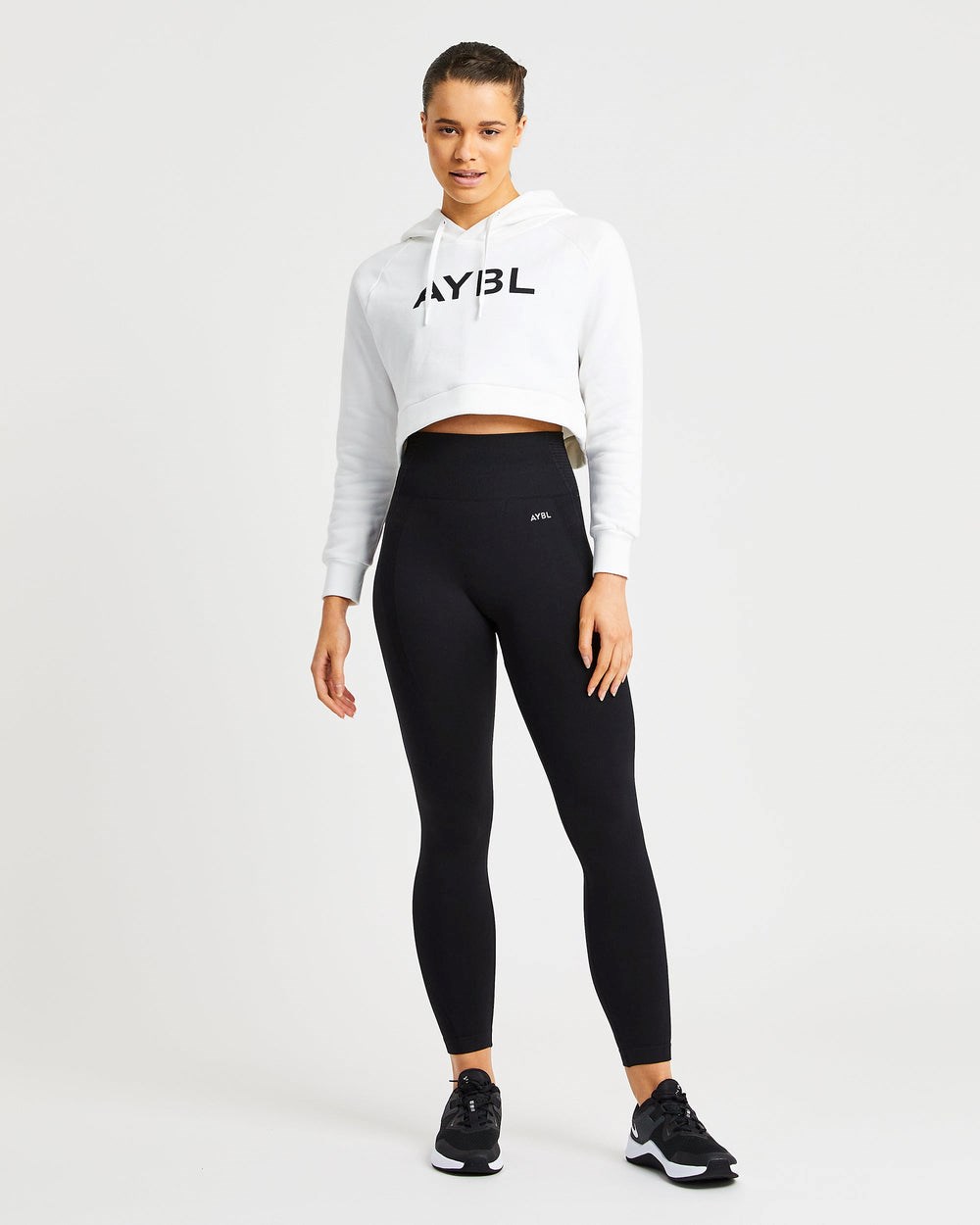 AYBL Staple Crop Hoodie Blancas | GWDPL3716