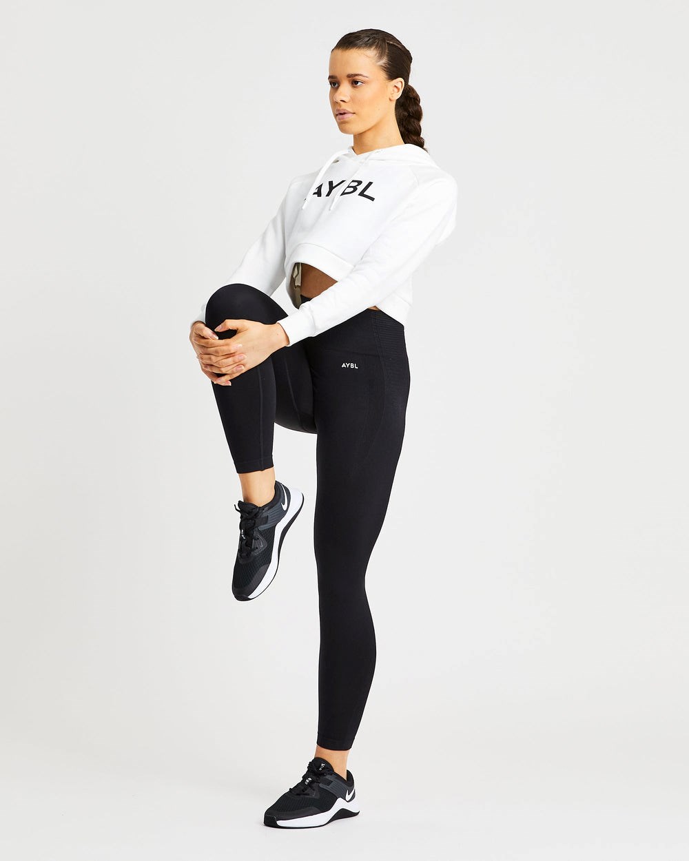 AYBL Staple Crop Hoodie Blancas | GWDPL3716