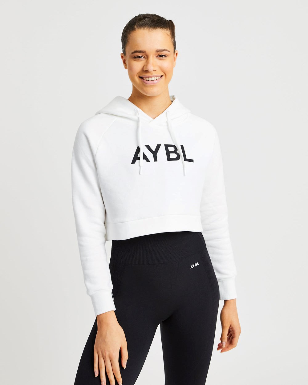 AYBL Staple Crop Hoodie Blancas | GWDPL3716