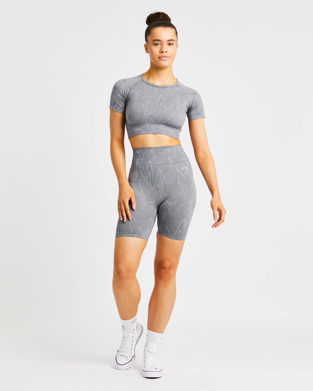 AYBL Velocity Seamless Crop Top Gris | QNJYS5628