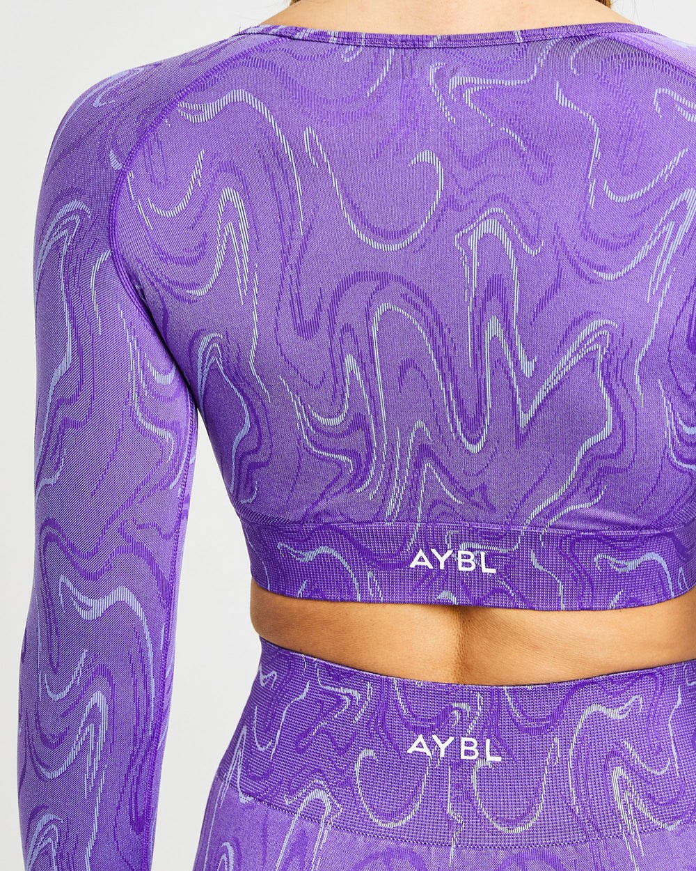 AYBL Velocity Seamless Long Sleeve Crop Top Moradas | DRTOV2176