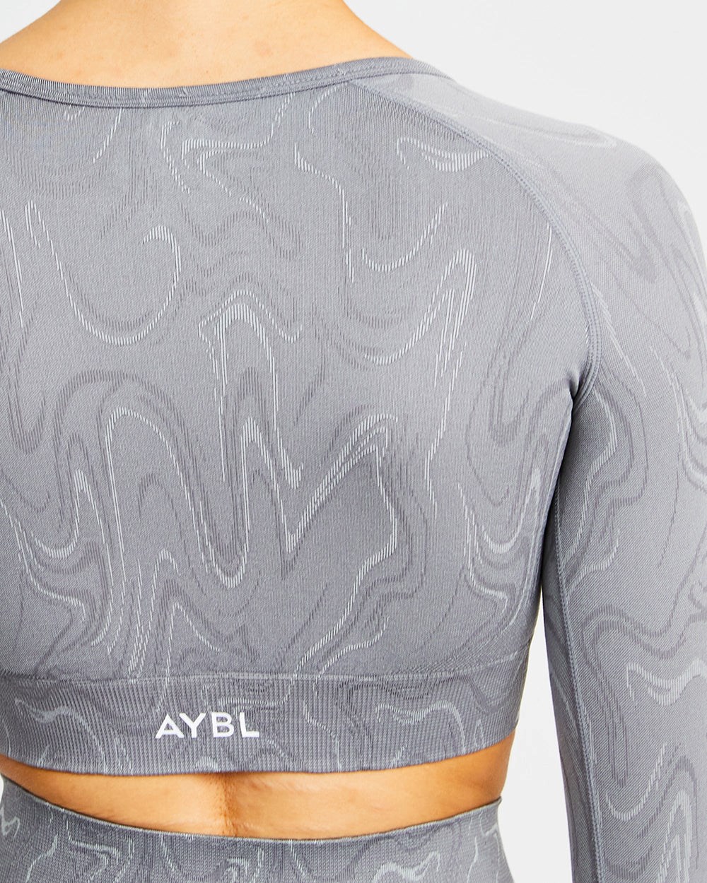 AYBL Velocity Seamless Long Sleeve Crop Top Gris | EOJCM9302