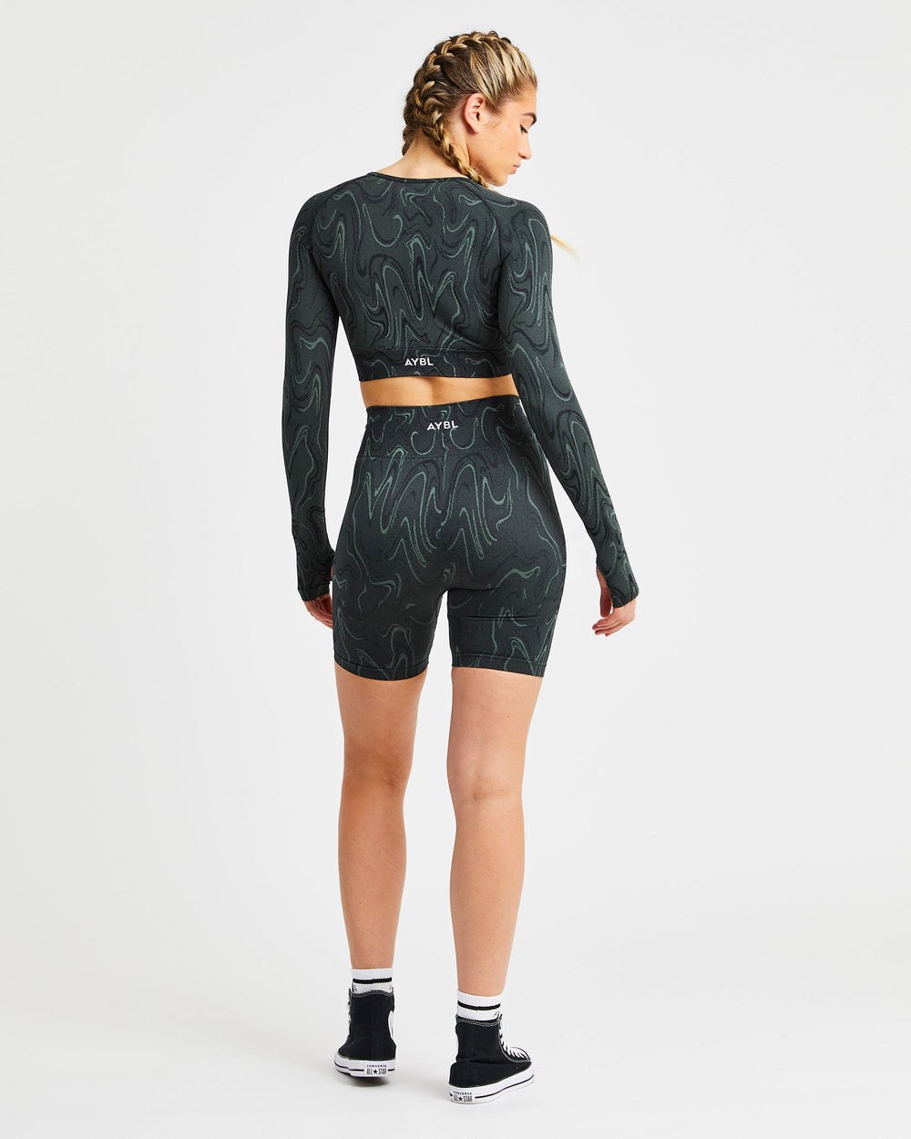 AYBL Velocity Seamless Long Sleeve Crop Top Negras | FISBM4352