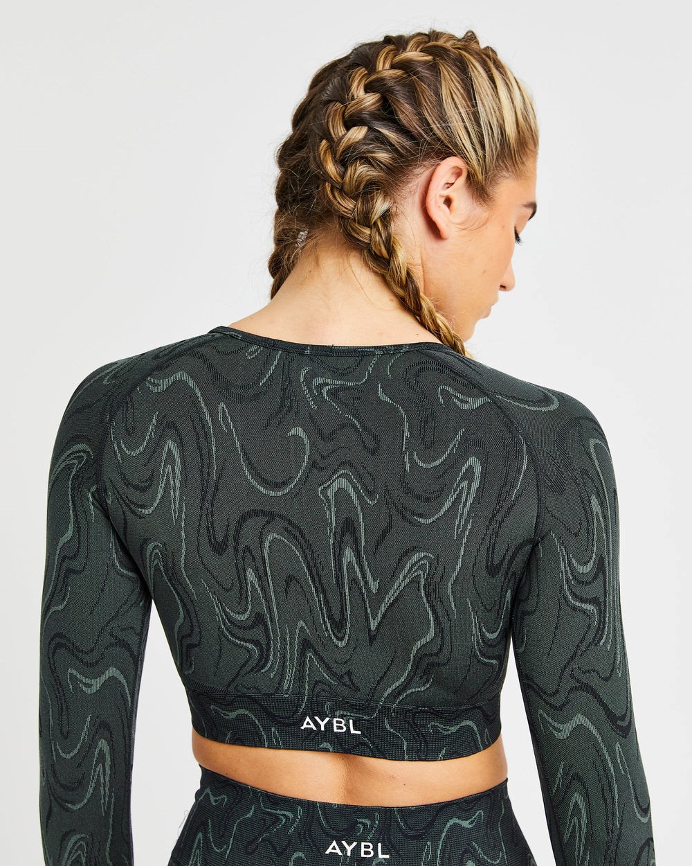 AYBL Velocity Seamless Long Sleeve Crop Top Negras | FISBM4352