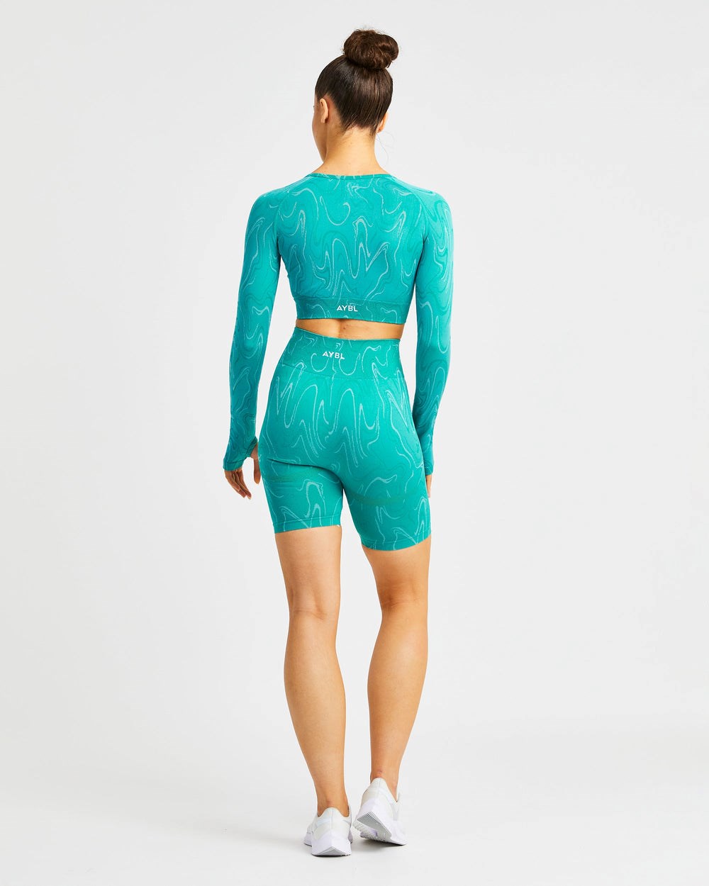 AYBL Velocity Seamless Long Sleeve Crop Top Turquesa | ISWHB3067