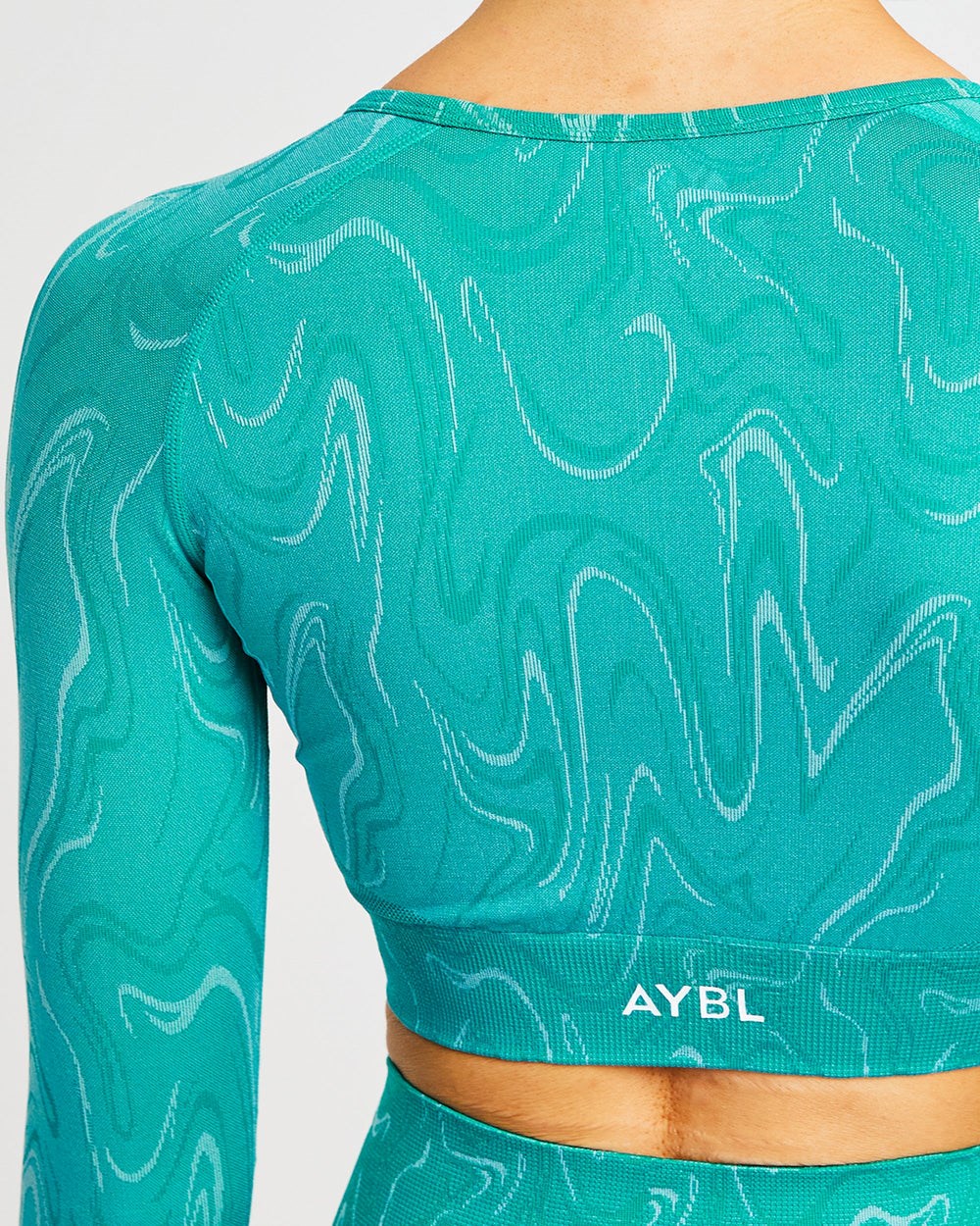 AYBL Velocity Seamless Long Sleeve Crop Top Turquesa | ISWHB3067