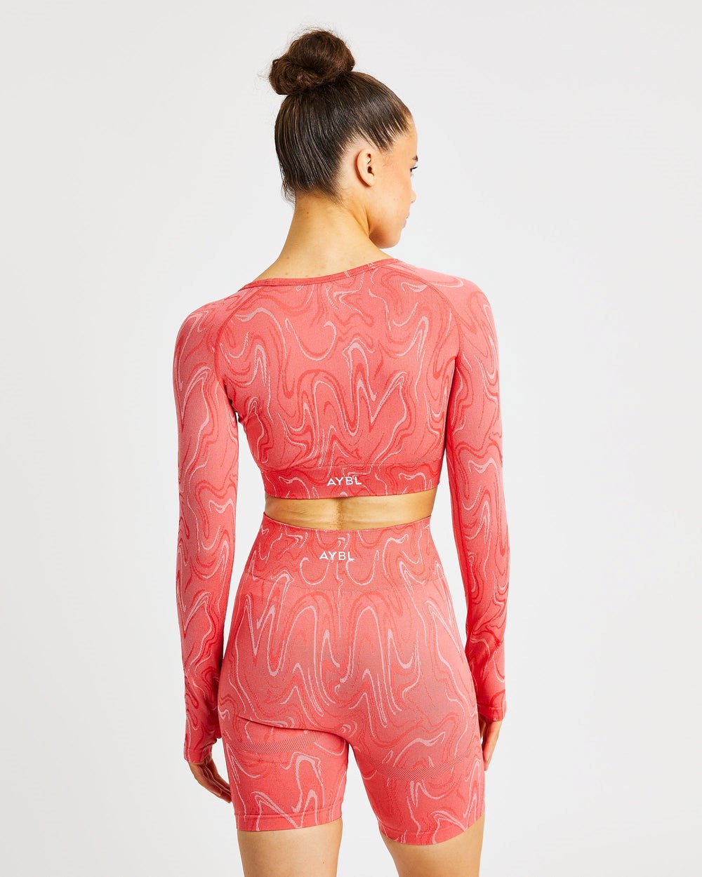 AYBL Velocity Seamless Long Sleeve Crop Top Coral | QNJDH8413