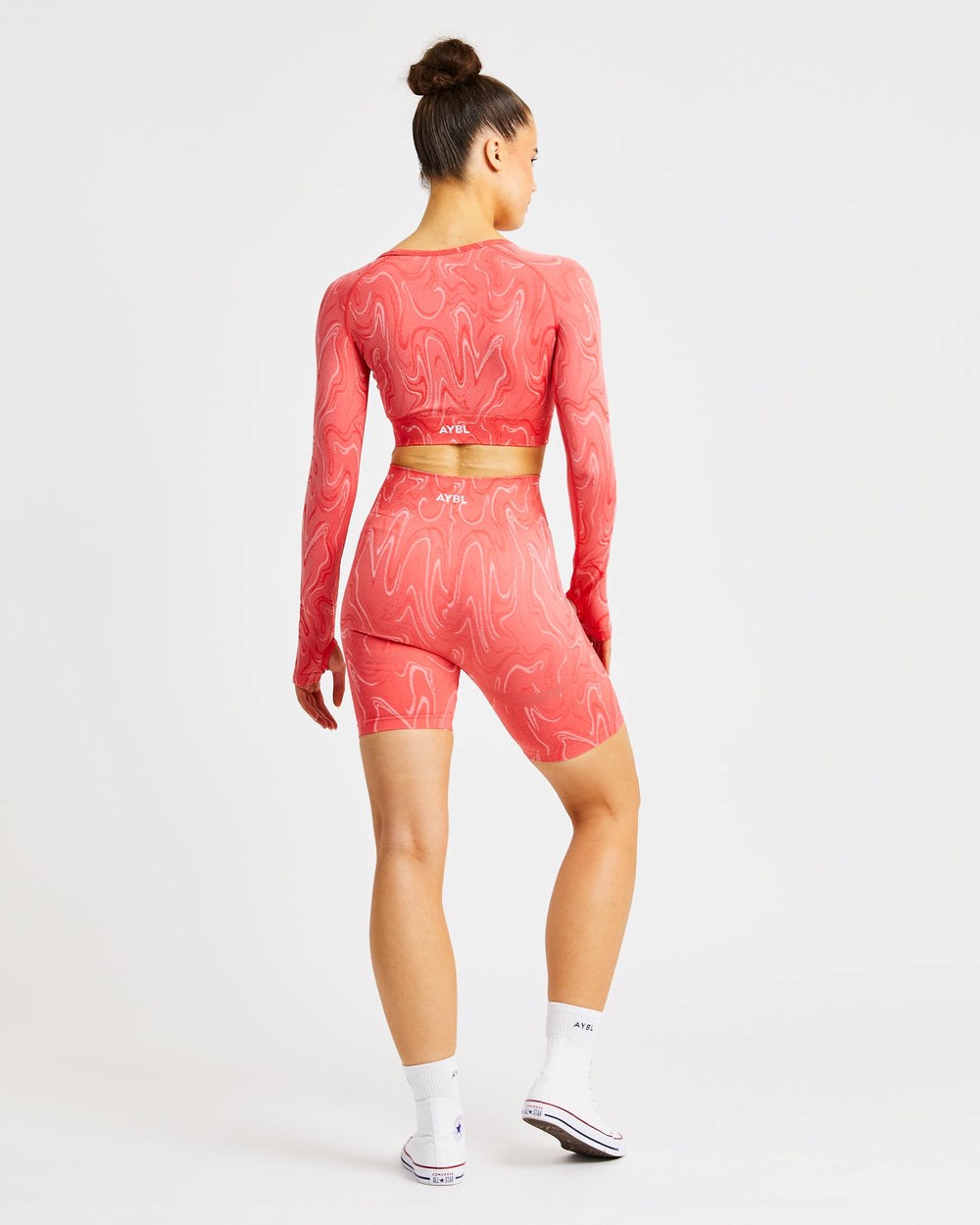 AYBL Velocity Seamless Long Sleeve Crop Top Coral | QNJDH8413