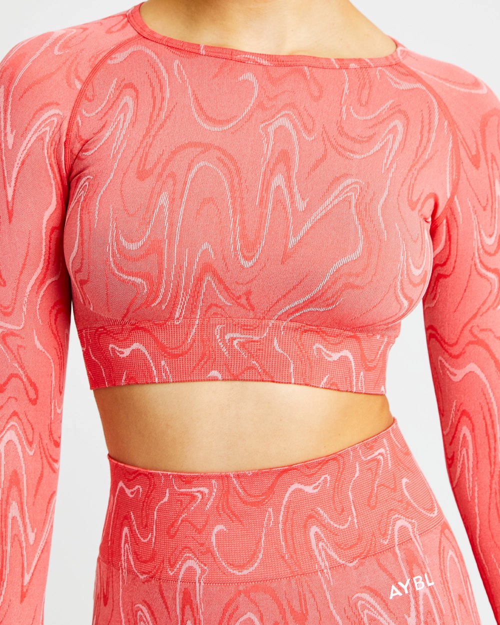 AYBL Velocity Seamless Long Sleeve Crop Top Coral | QNJDH8413