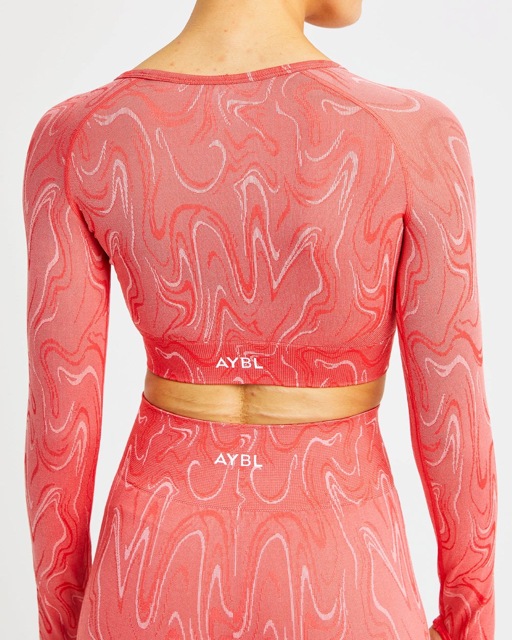 AYBL Velocity Seamless Long Sleeve Crop Top Coral | QNJDH8413