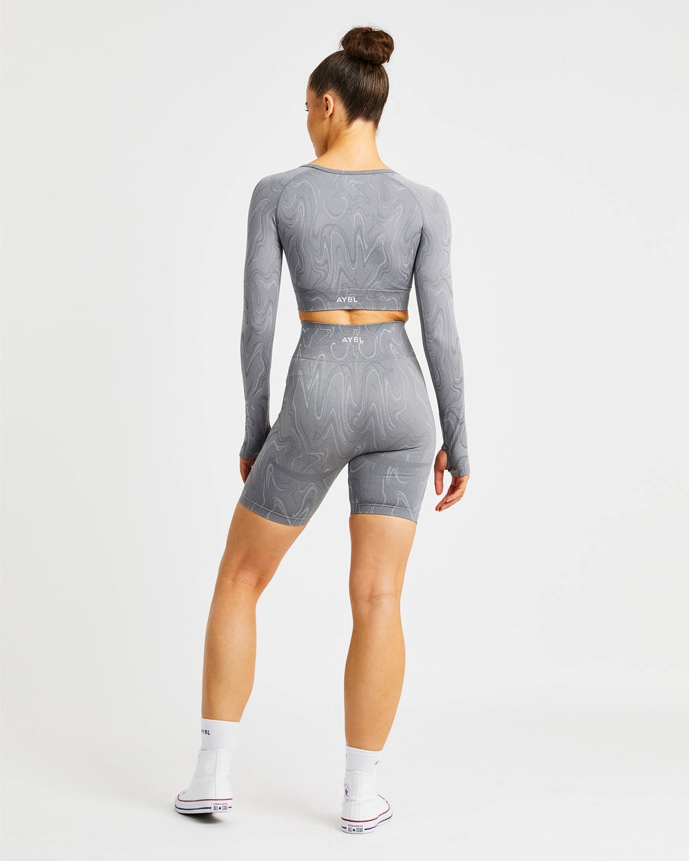 AYBL Velocity Seamless Long Sleeve Crop Top Gris | UFWDM5736